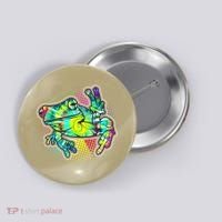 Funny Trippy Hippie Psychedelic Peace Frog Button thumb 0