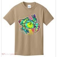 Funny Trippy Hippie Psychedelic Peace Frog Kids T-Shirt thumb 0