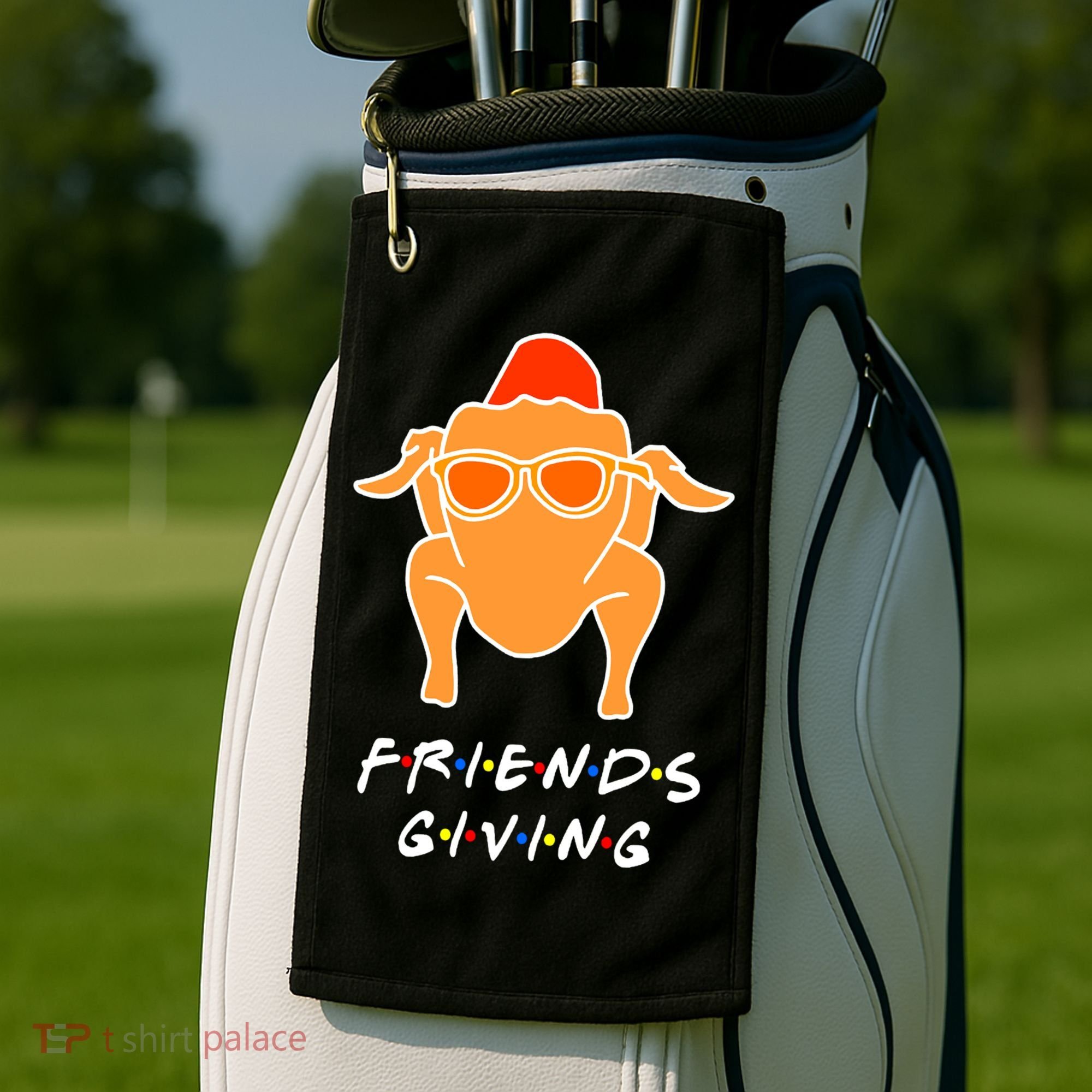 Funny Turkey Happy Friendsgiving Gift For Friends Cute Gift Golf Towel
