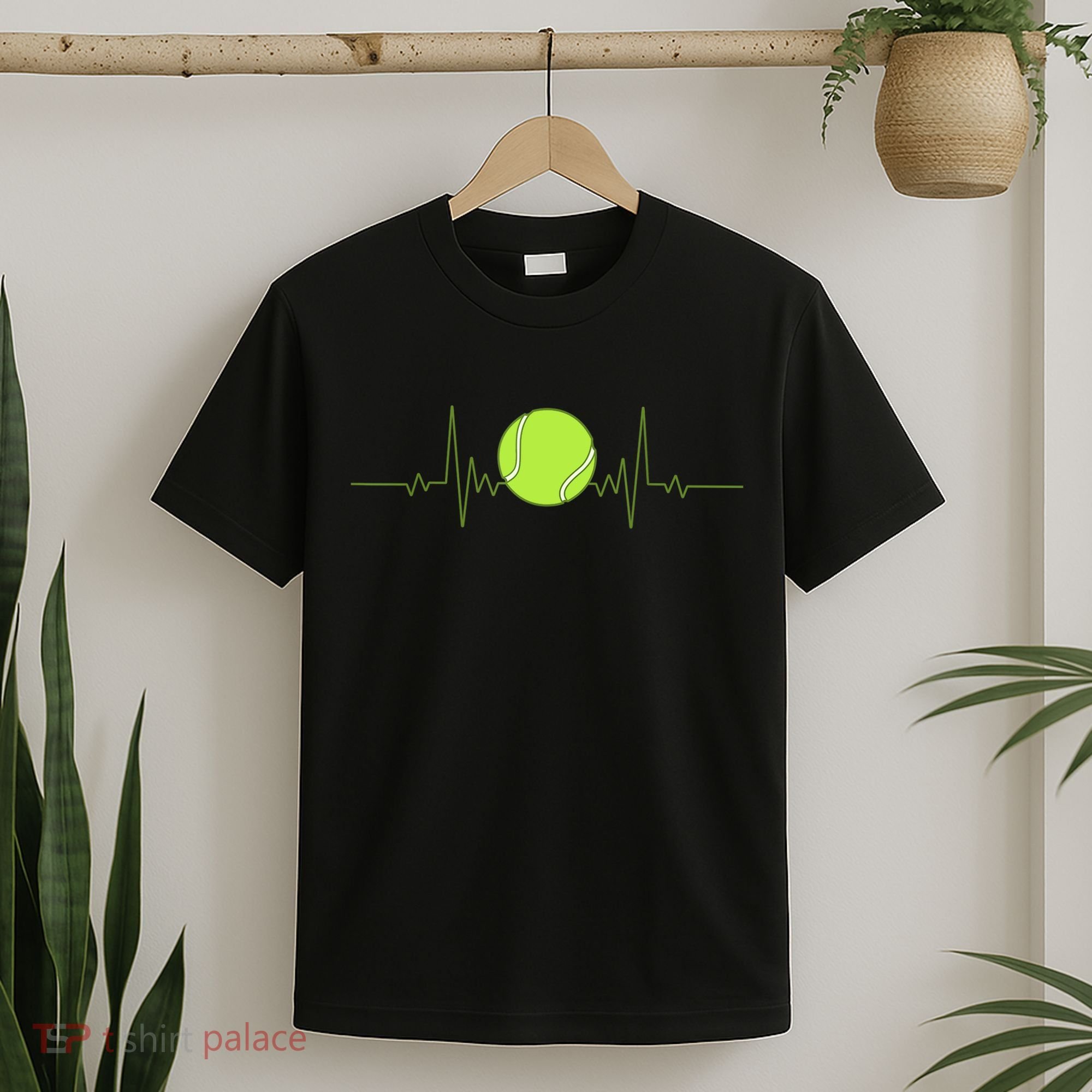 Funny Tennis Heartbeat Art Gift For Tennis Player Men Women Kids Gift T-Shirt