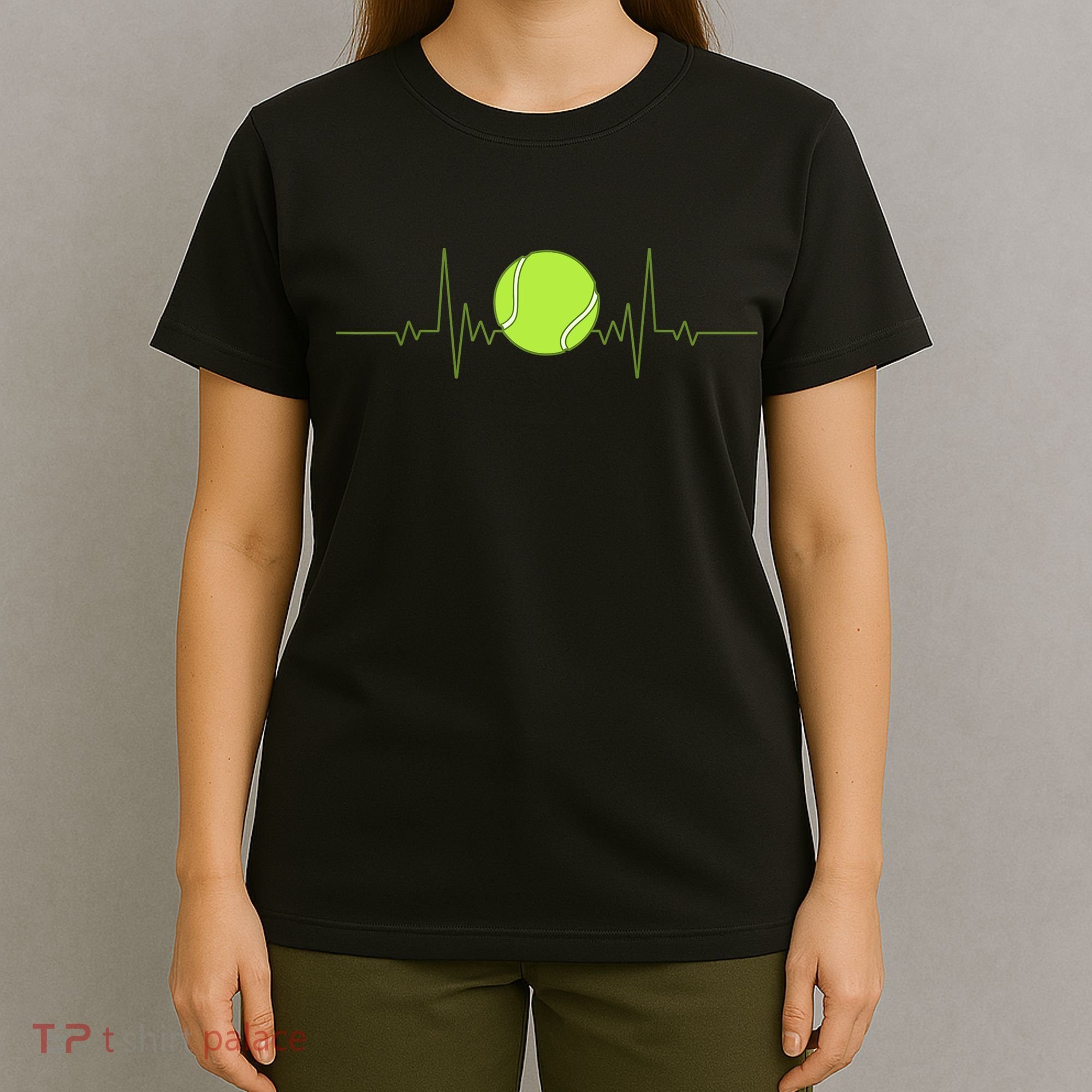 Funny Tennis Heartbeat Art Gift For Tennis Player Men Women Kids Gift T-Shirt