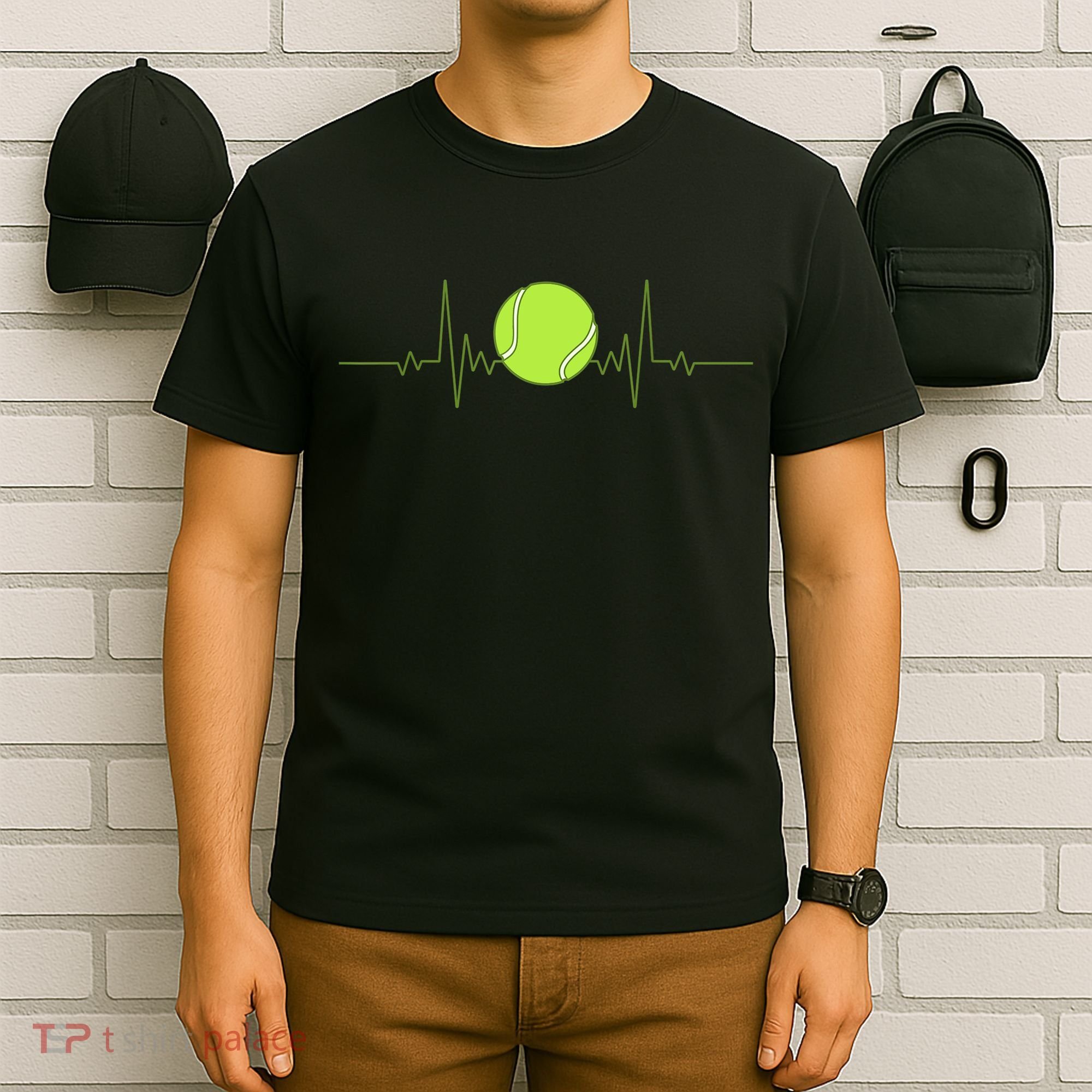 Funny Tennis Heartbeat Art Gift For Tennis Player Men Women Kids Gift T-Shirt