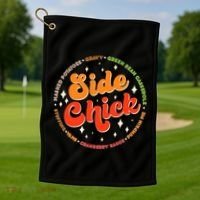 Funny Thanksgiving Holiday Side Chick Golf Towel thumb 1