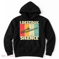 Funny Trombone Instrument I Destroy Silence For Trombone Hoodie thumb 0