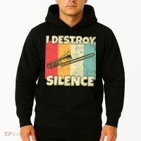 Funny Trombone Instrument I Destroy Silence For Trombone Hoodie thumb 2