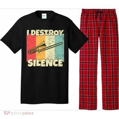 Funny Trombone Instrument I Destroy Silence For Trombone Pajama Set