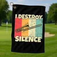 Funny Trombone Instrument I Destroy Silence For Trombone Golf Towel thumb 1