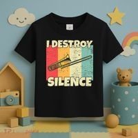 Funny Trombone Instrument I Destroy Silence For Trombone Toddler T-Shirt thumb 3