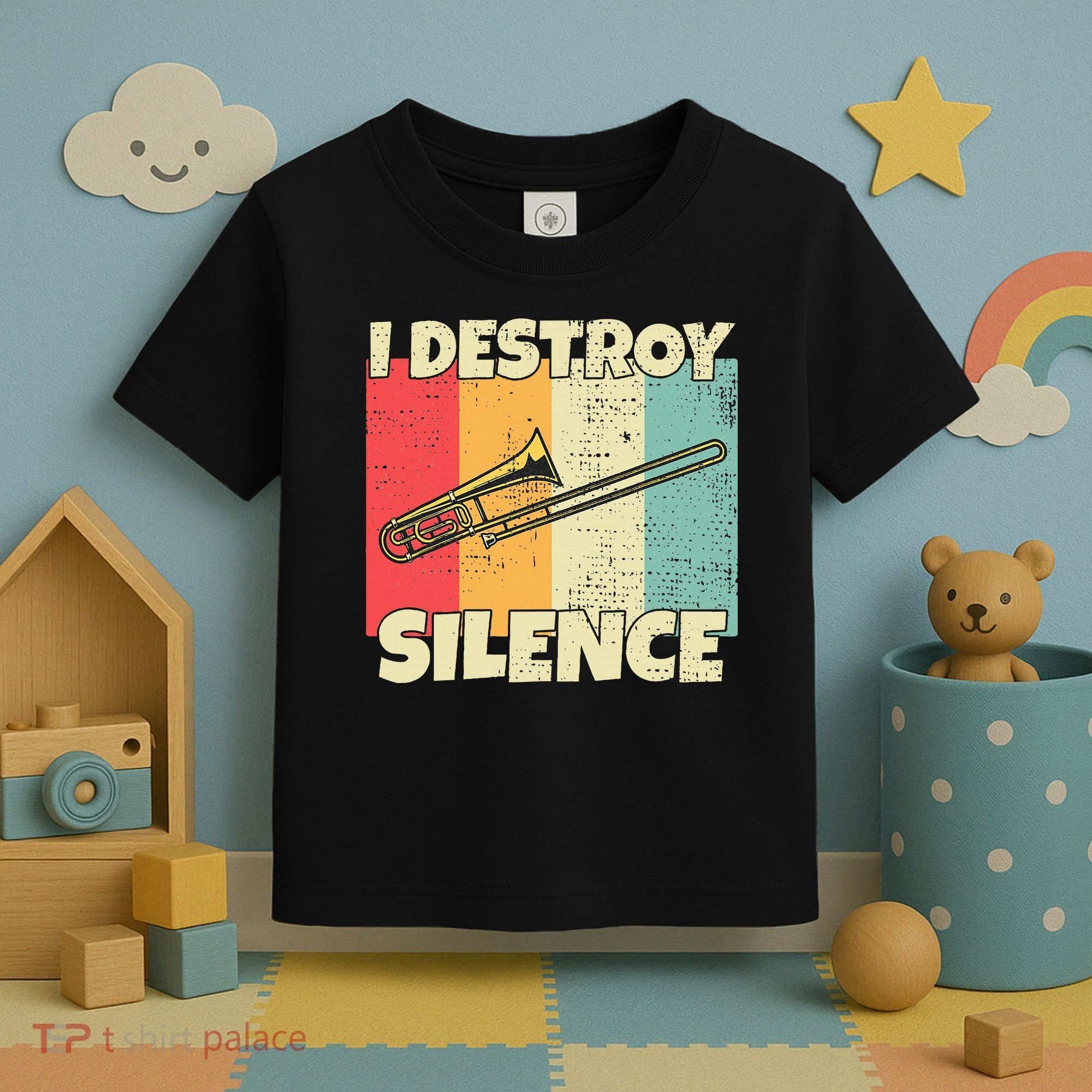 Funny Trombone Instrument I Destroy Silence For Trombone Toddler T-Shirt