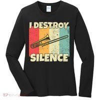 Funny Trombone Instrument I Destroy Silence For Trombone Women's Long Sleeve Shirt thumb 0