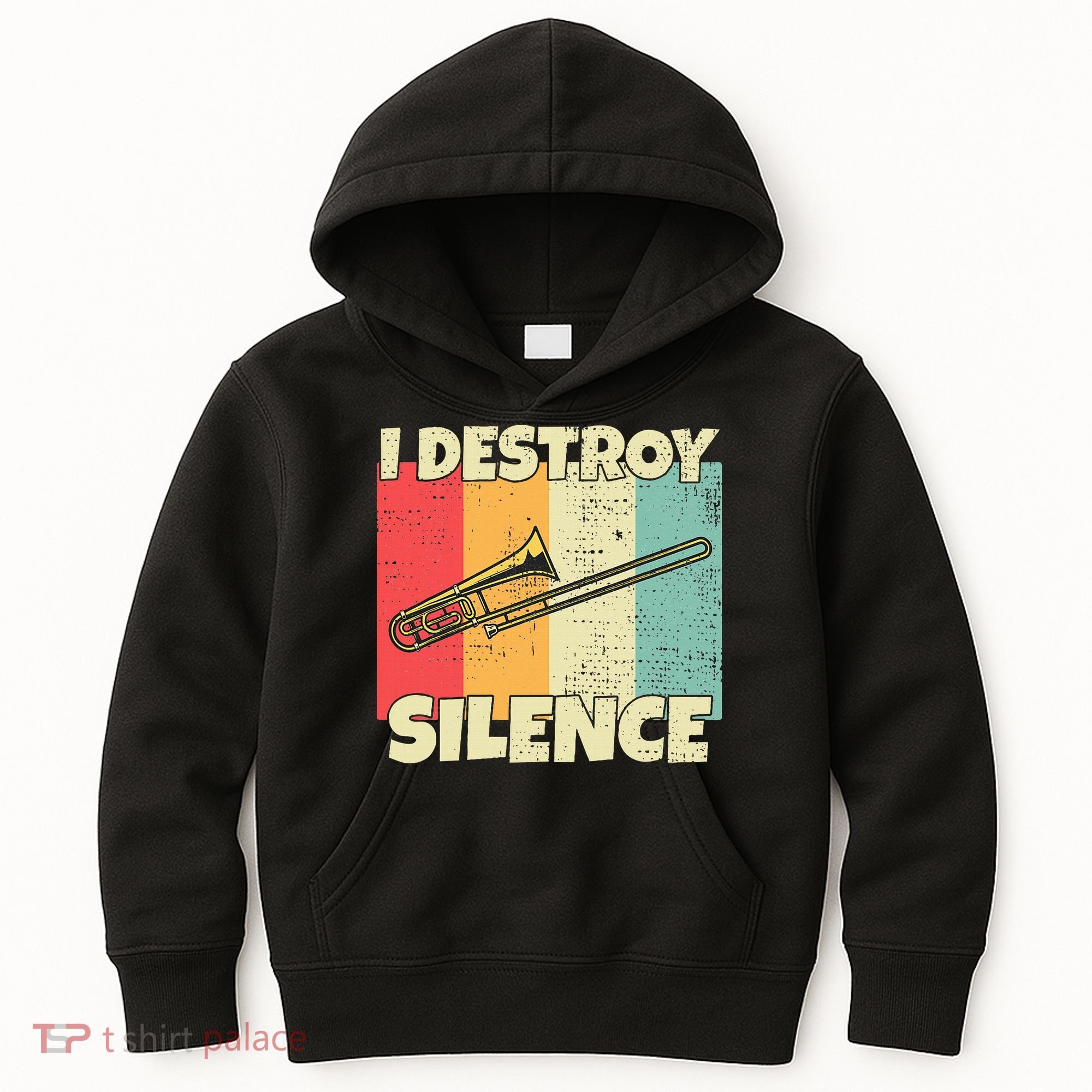 Funny Trombone Instrument I Destroy Silence For Trombone Kids Hoodie