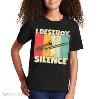 Funny Trombone Instrument I Destroy Silence For Trombone Kids T-Shirt thumb 2
