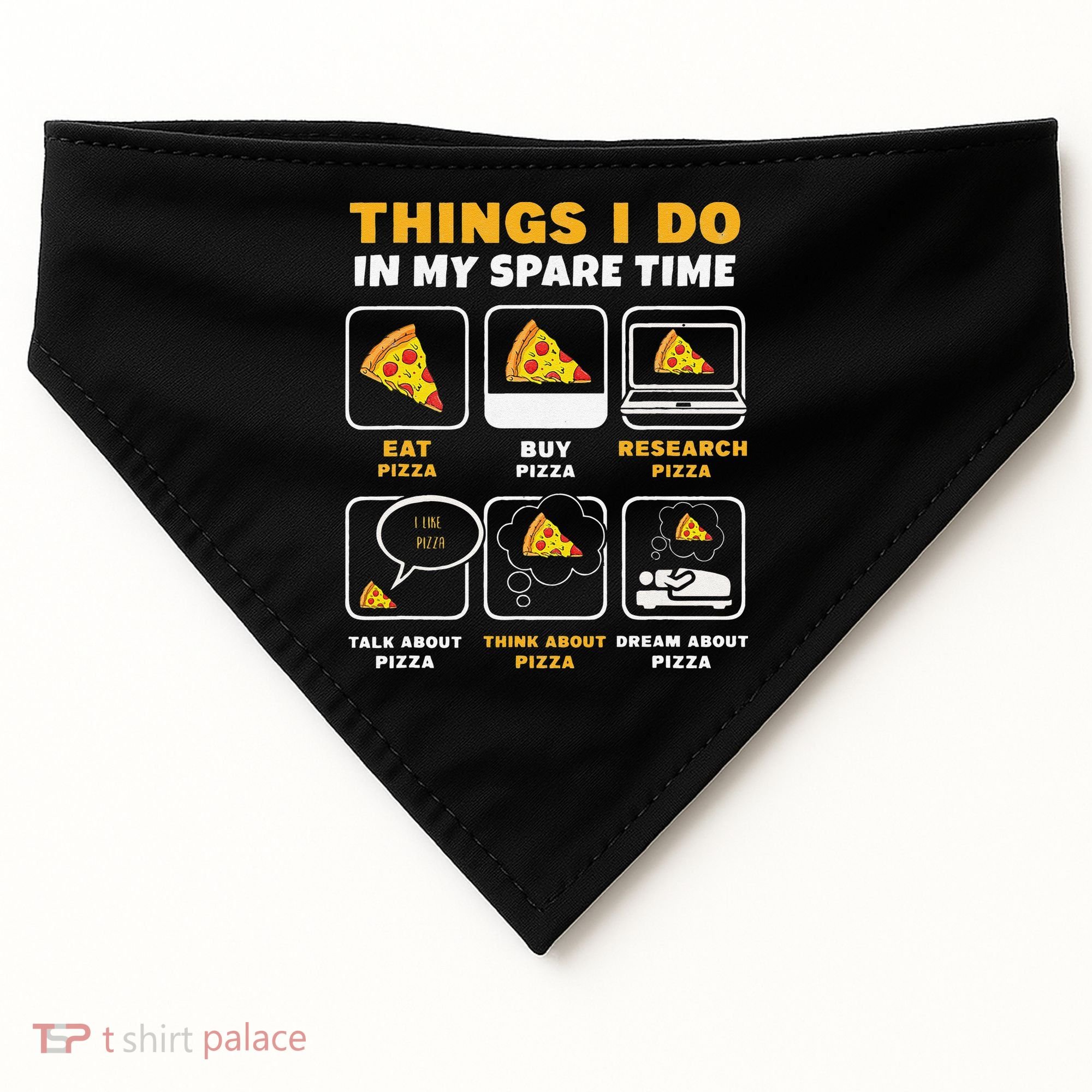 Funny Things I Do In My Spare Time Eating Pizza USA-Made Doggie Bandana