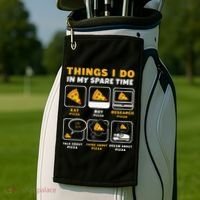 Funny Things I Do In My Spare Time Eating Pizza Golf Towel thumb 2