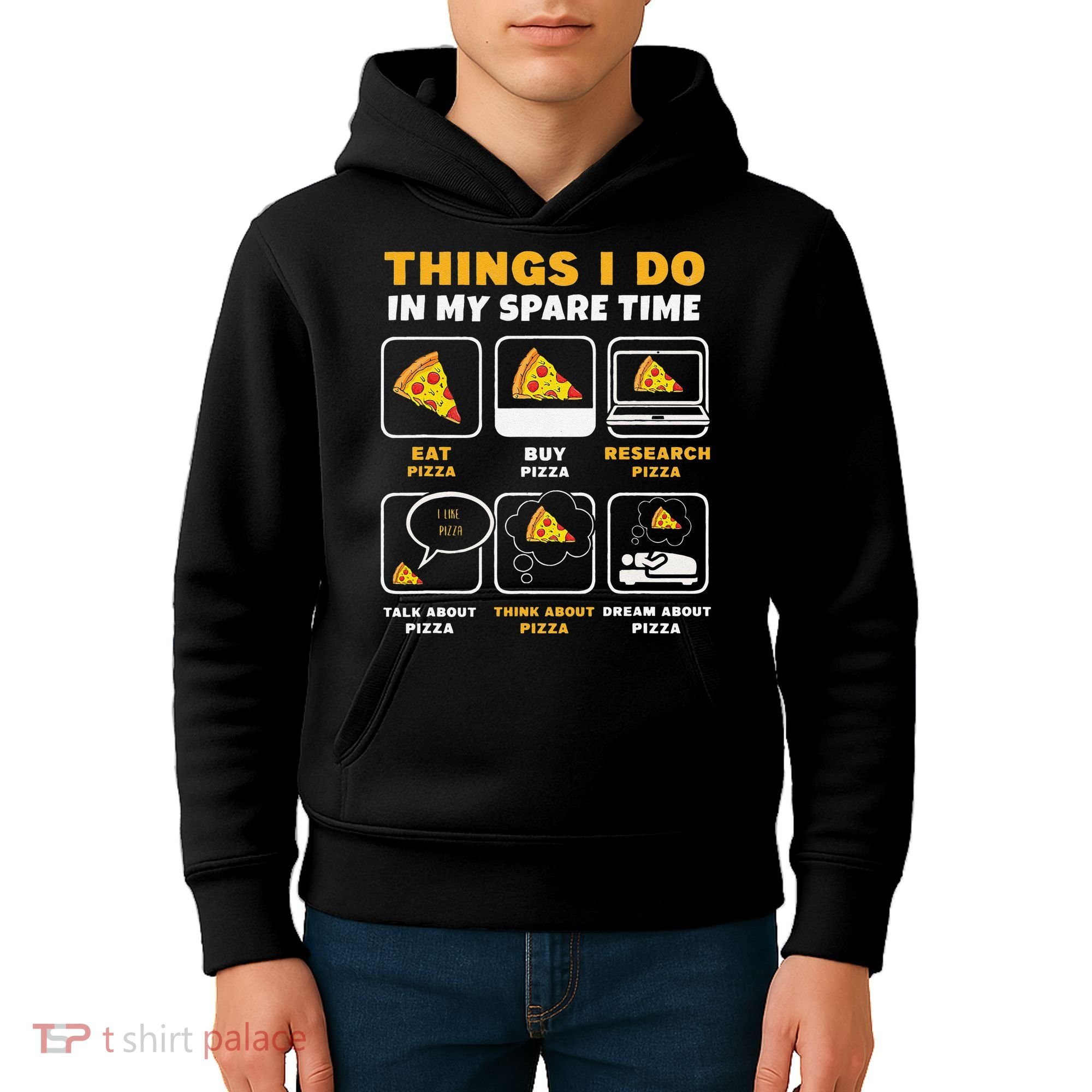 Funny Things I Do In My Spare Time Eating Pizza Kids Hoodie
