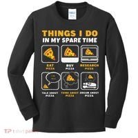 Funny Things I Do In My Spare Time Eating Pizza Kids Long Sleeve Shirt thumb 0