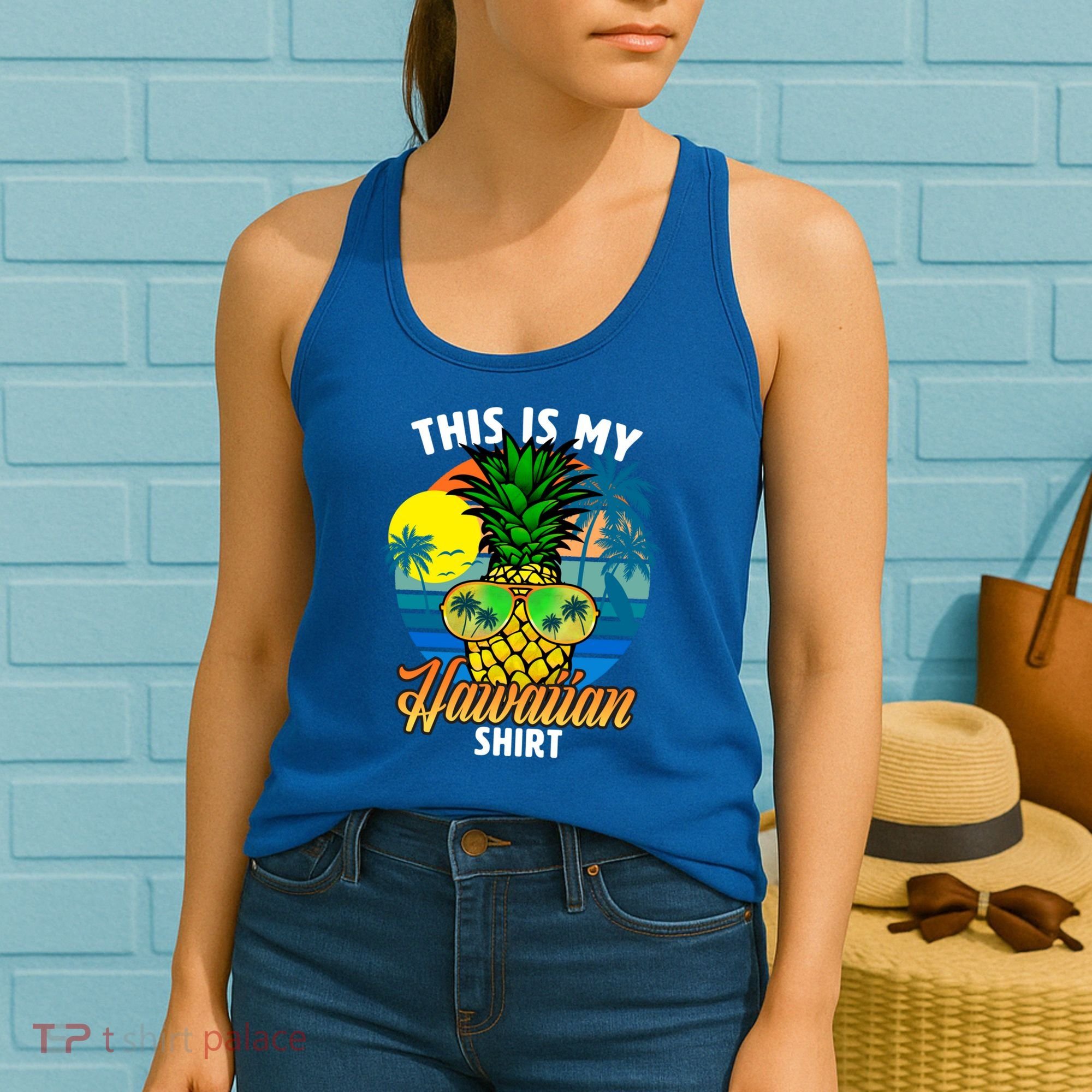 Funny This Is My Hawaiian Cool Gift Pineapple Sunglasses Hawaii Cute Gift Women's Tank Top