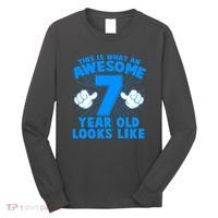 Funny This Is What An Awesome 7 Year Old Looks Like Birthday Long Sleeve Shirt thumb 0