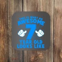 Funny This Is What An Awesome 7 Year Old Looks Like Birthday Coaster thumb 0
