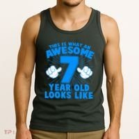 Funny This Is What An Awesome 7 Year Old Looks Like Birthday Tank Top thumb 3