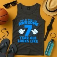 Funny This Is What An Awesome 7 Year Old Looks Like Birthday Tank Top thumb 4