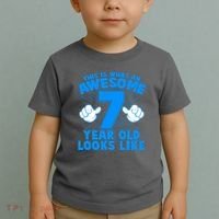 Funny This Is What An Awesome 7 Year Old Looks Like Birthday Toddler T-Shirt thumb 2