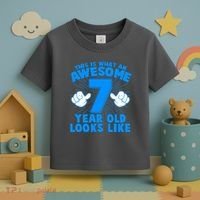 Funny This Is What An Awesome 7 Year Old Looks Like Birthday Toddler T-Shirt thumb 3