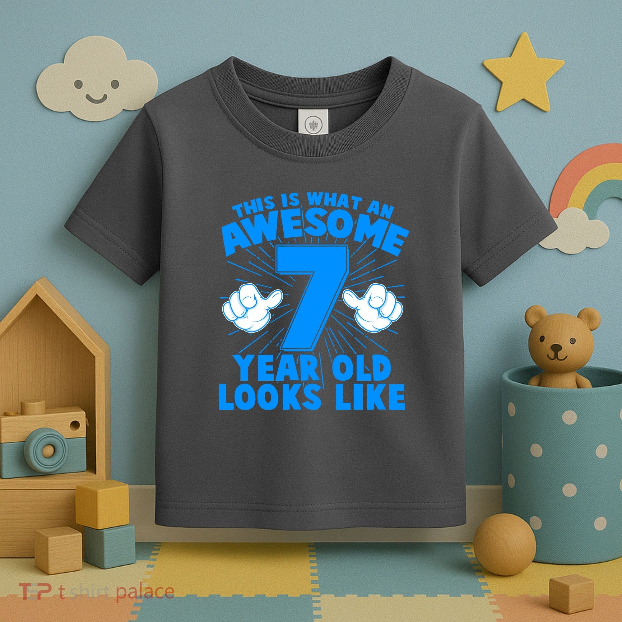 Funny This Is What An Awesome 7 Year Old Looks Like Birthday Toddler T-Shirt