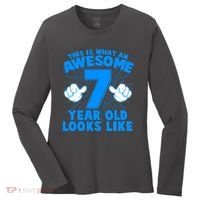 Funny This Is What An Awesome 7 Year Old Looks Like Birthday Women's Long Sleeve Shirt thumb 0
