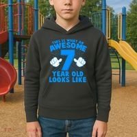 Funny This Is What An Awesome 7 Year Old Looks Like Birthday Kids Hoodie thumb 2