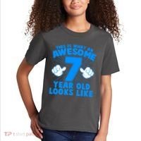 Funny This Is What An Awesome 7 Year Old Looks Like Birthday Kids T-Shirt thumb 2