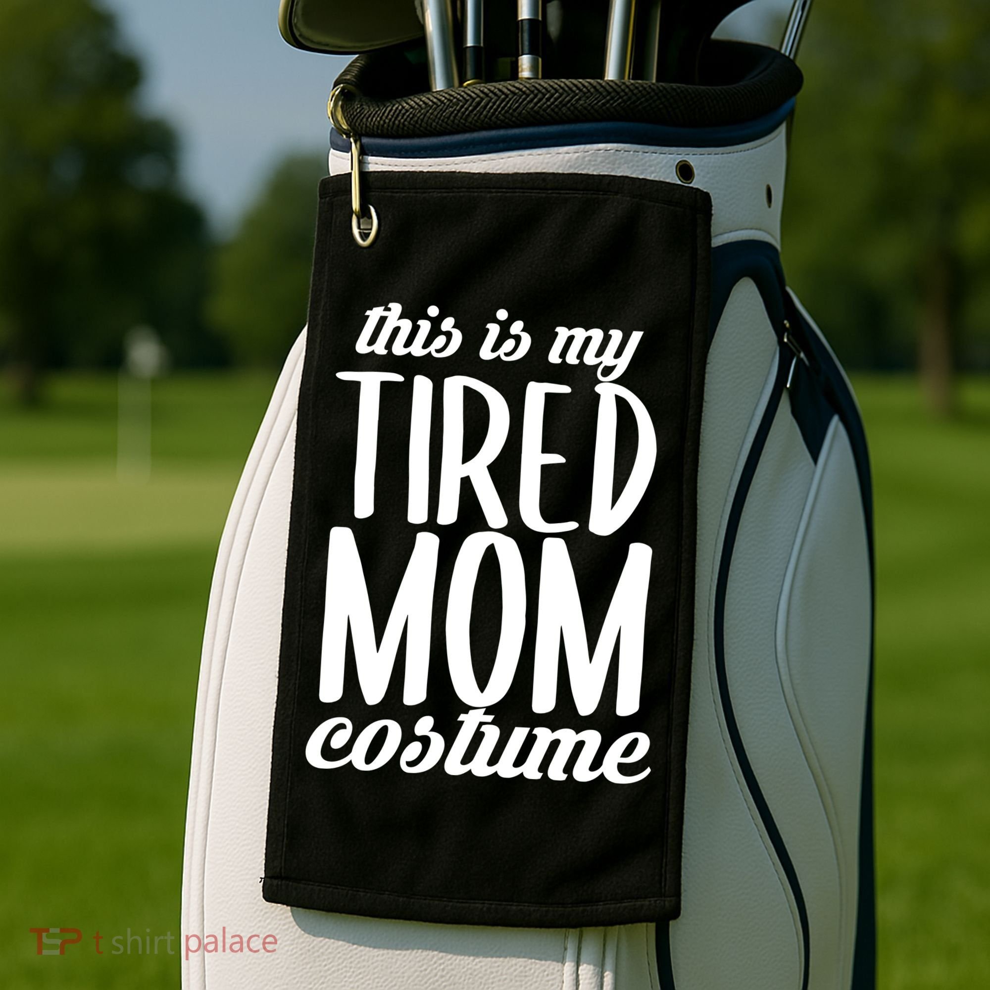 Funny This Is My Tired Mom Costume Halloween Golf Towel