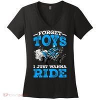 Forget Toys I Wanna Ride ATV 4 Wheeler Funny Quad Boy Gift Women's V-Neck T-Shirt thumb 0