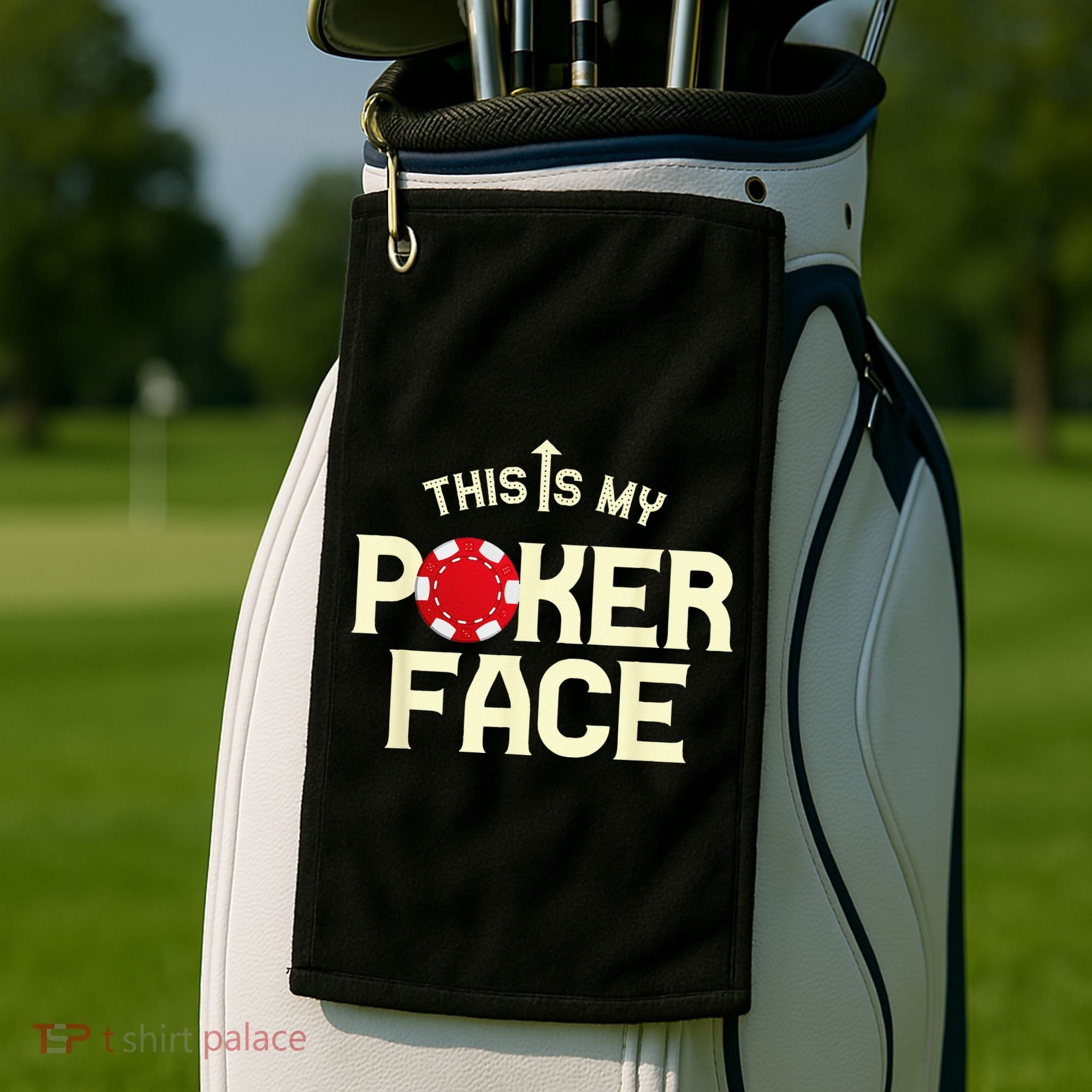 Funny This Is My Poker Face Funny Casino & Card Game Golf Towel