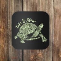 Funny Take It Slow Turtle Tortoise Coaster thumb 0