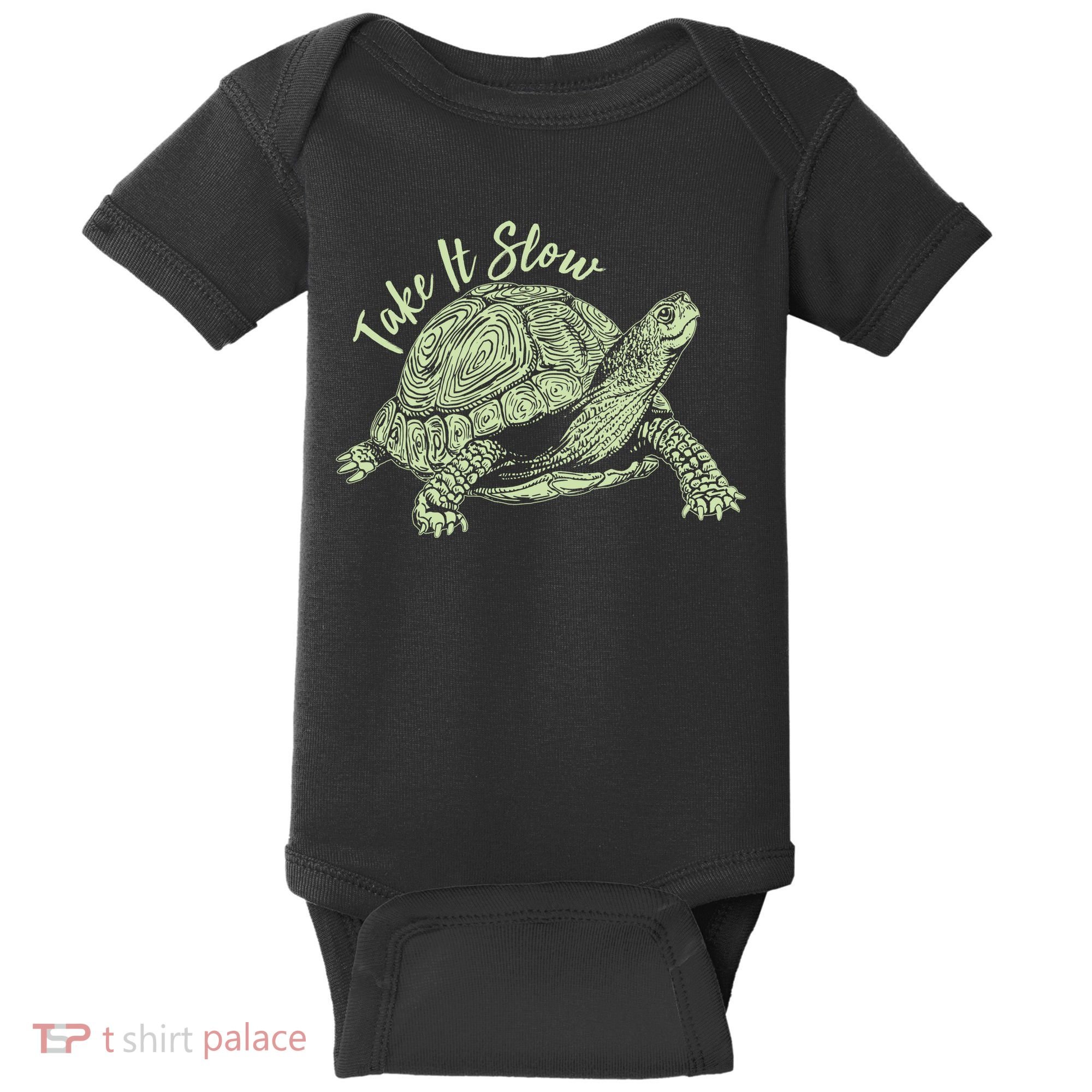 Funny Take It Slow Turtle Tortoise Baby Bodysuit