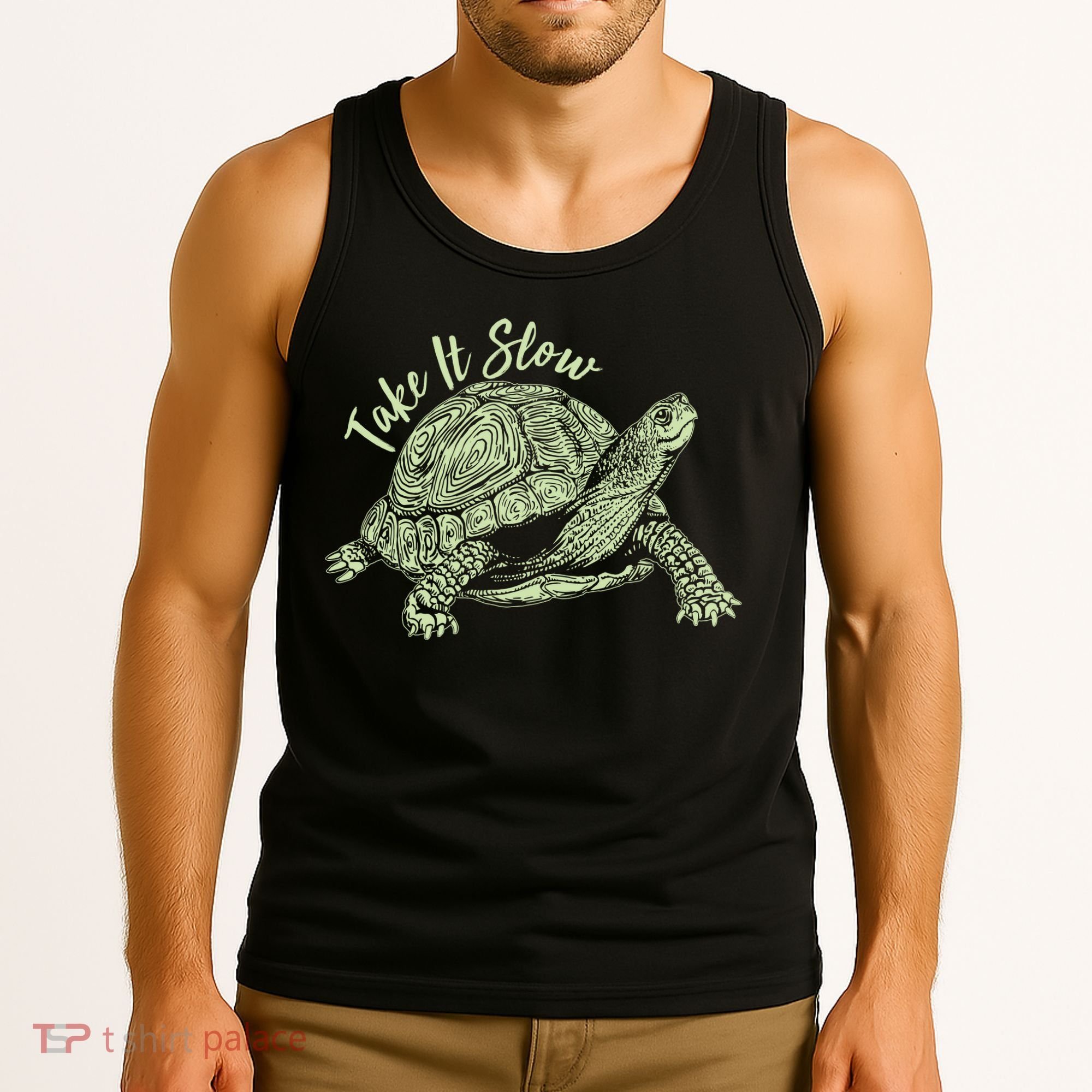 Funny Take It Slow Turtle Tortoise Tank Top