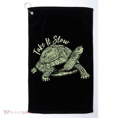 Funny Take It Slow Turtle Tortoise Golf Towel