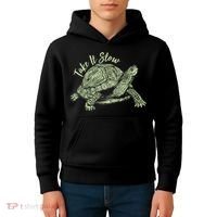 Funny Take It Slow Turtle Tortoise Kids Hoodie thumb 4