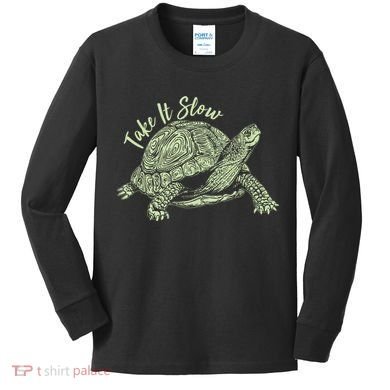 Funny Take It Slow Turtle Tortoise Kids Long Sleeve Shirt
