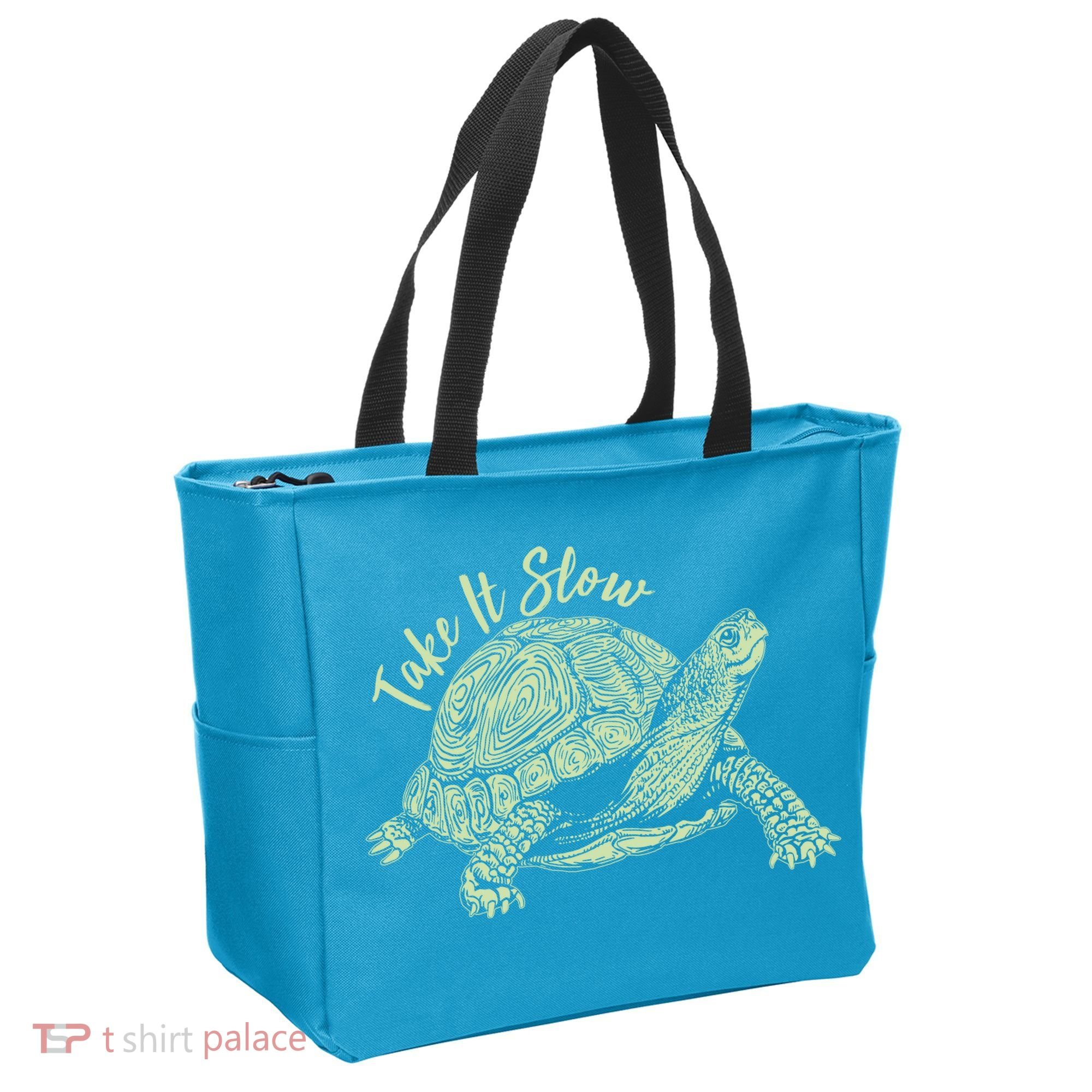 Funny Take It Slow Turtle Tortoise Tote Bag