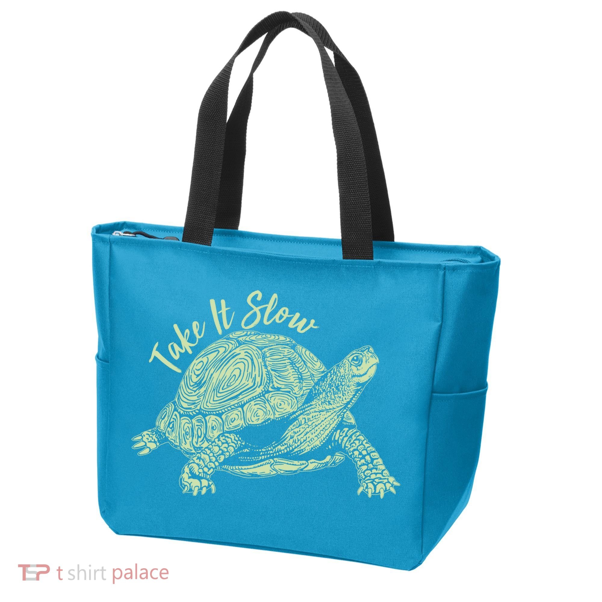 Funny Take It Slow Turtle Tortoise Tote Bag