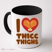 Funny Thanksgiving I Heart Thicc Thighs Coffee Mug thumb 0
