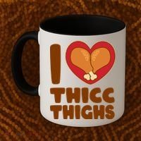 Funny Thanksgiving I Heart Thicc Thighs Coffee Mug thumb 2