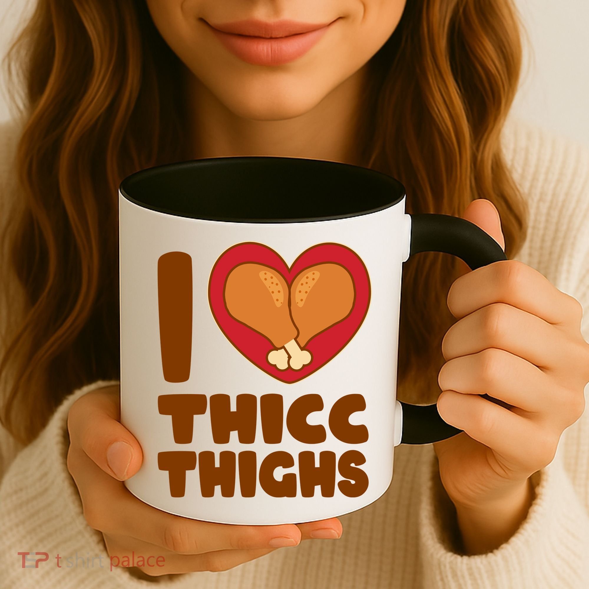 Funny Thanksgiving I Heart Thicc Thighs Coffee Mug