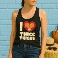 Funny Thanksgiving I Heart Thicc Thighs Women's Tank Top thumb 2