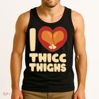 Funny Thanksgiving I Heart Thicc Thighs Tank Top thumb 3