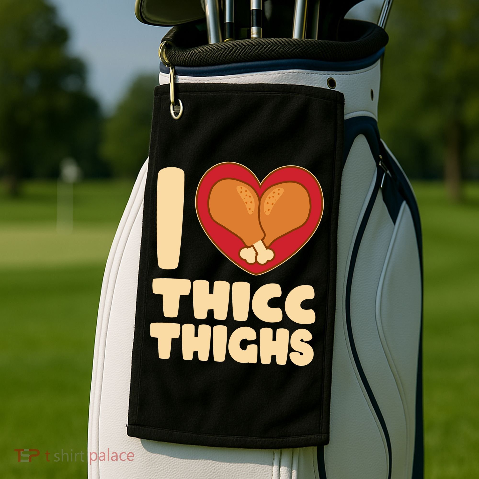 Funny Thanksgiving I Heart Thicc Thighs Golf Towel
