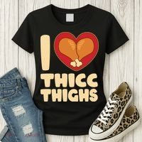 Funny Thanksgiving I Heart Thicc Thighs Women's T-Shirt thumb 3