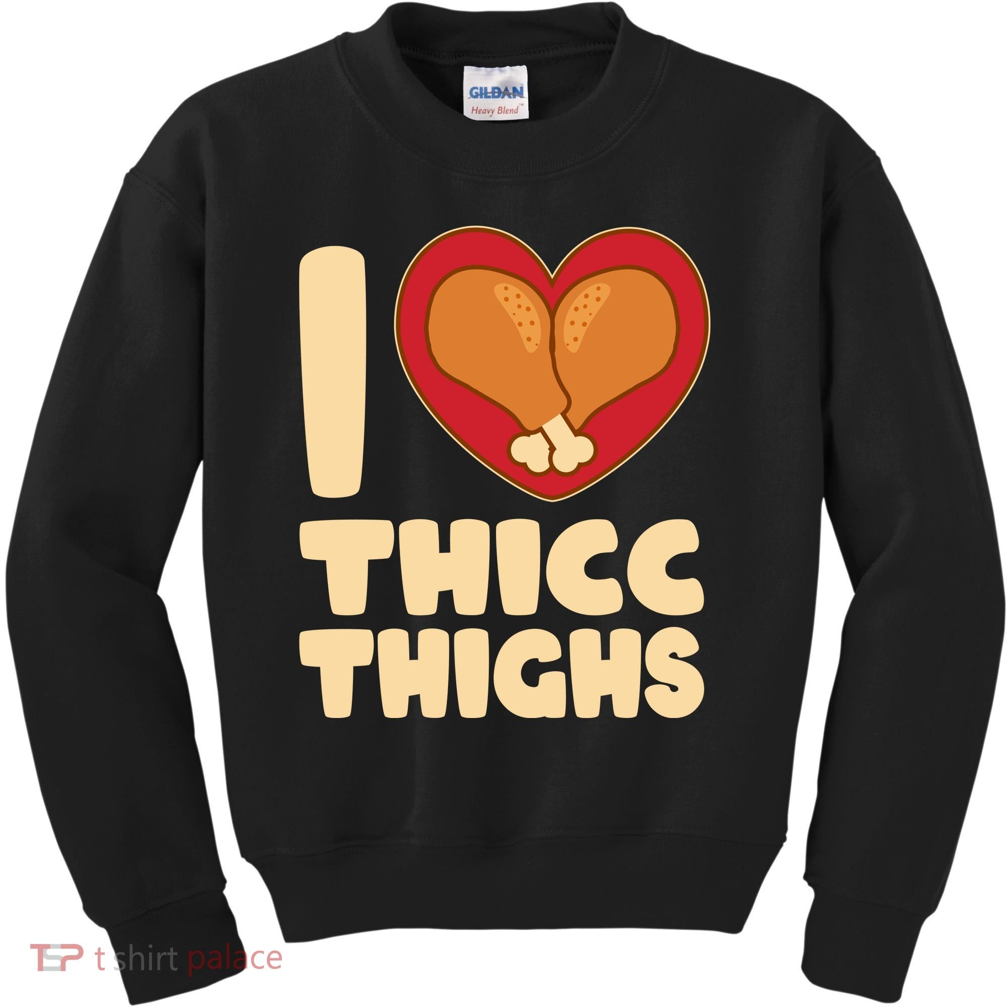 Funny Thanksgiving I Heart Thicc Thighs Kids Sweatshirt